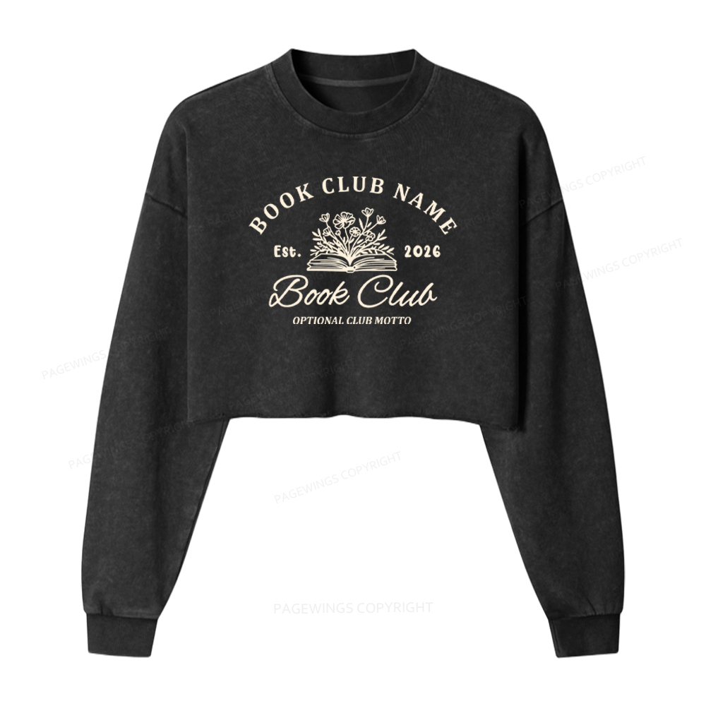 Pagewings Personalized Book Club Washed Crop Sweatshirt