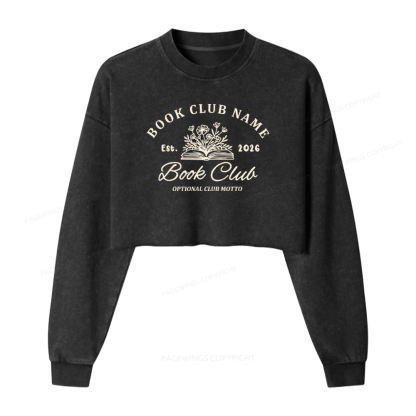 Pagewings Personalized Book Club Washed Crop Sweatshirt