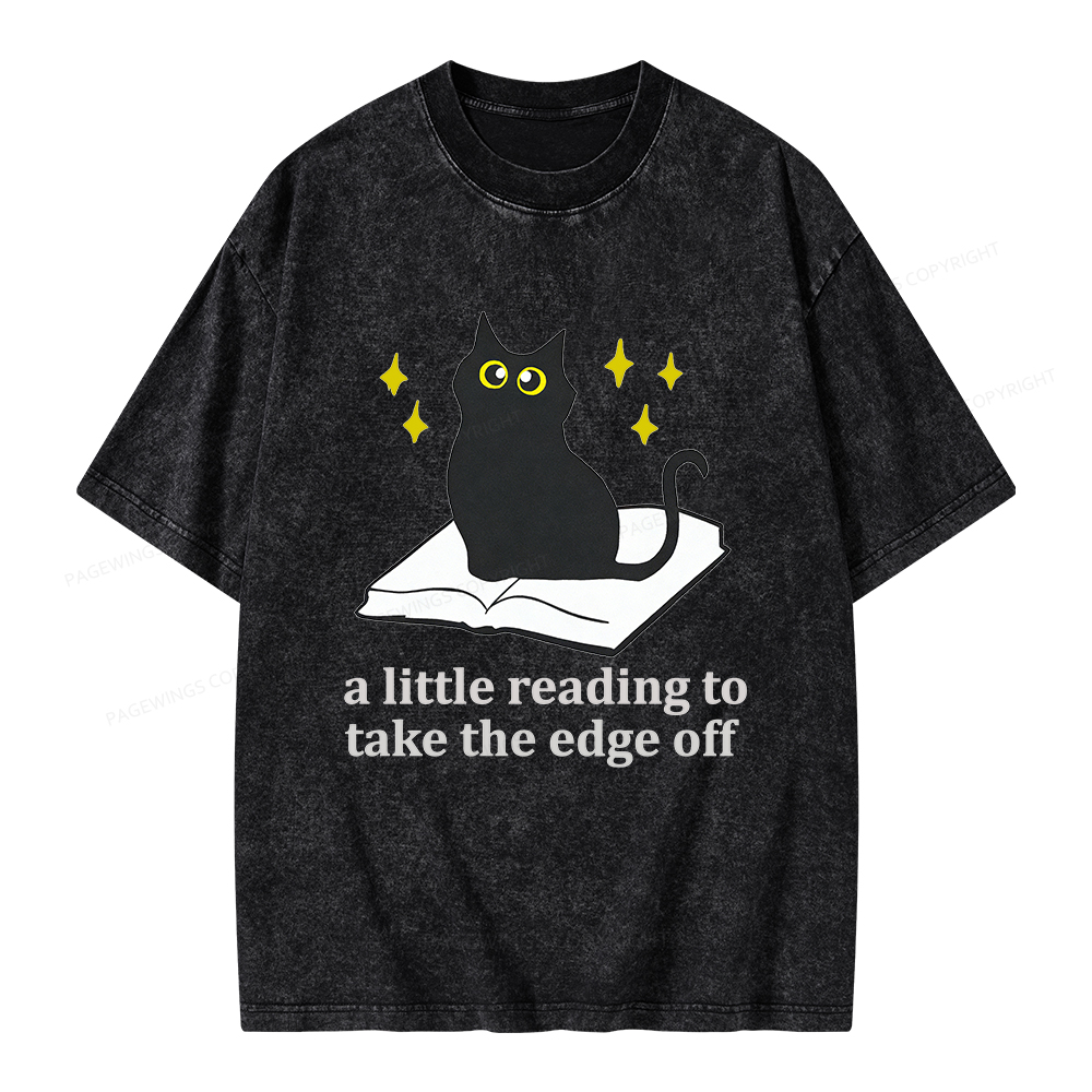 Pagewings A Little Reading To Take The Edge Off  Unisex Washed T-shirt