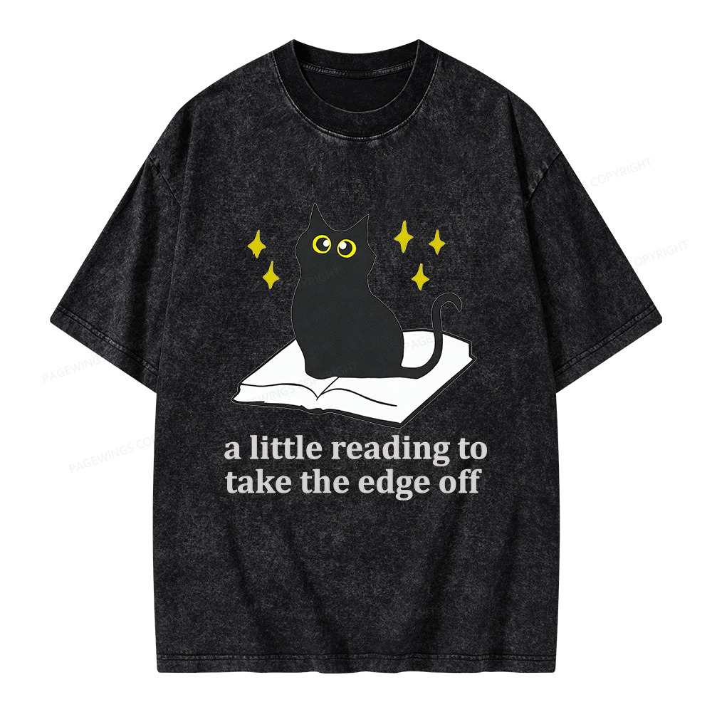 Pagewings A Little Reading To Take The Edge Off  Unisex Washed T-shirt