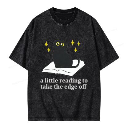 Pagewings A Little Reading To Take The Edge Off  Unisex Washed T-shirt