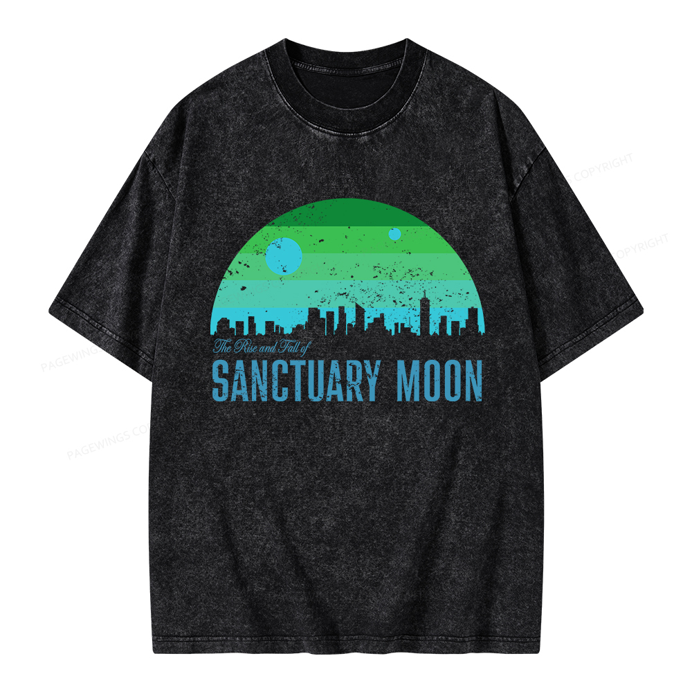 Pagewings The Rise and Fall of Sanctuary Moon Unisex Washed T-shirt