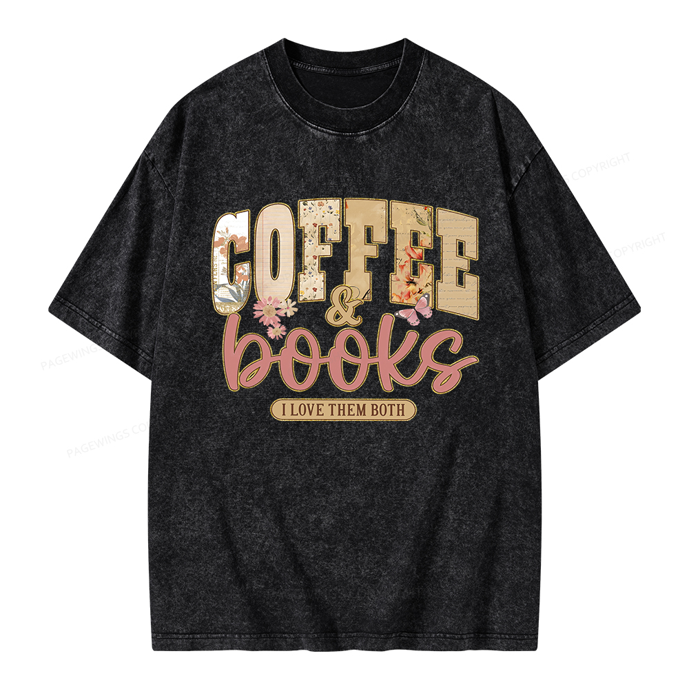 Pagewings Coffee And Books Unisex Washed T-shirt