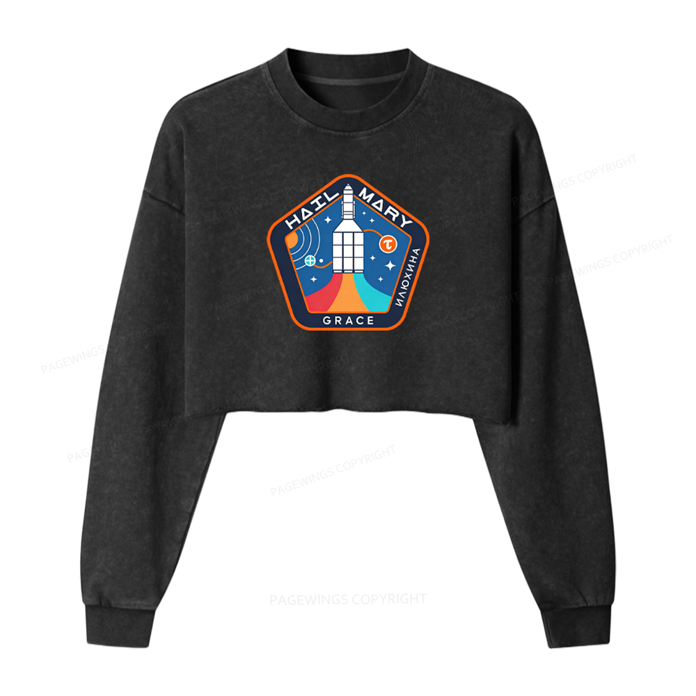 Pagewings Mission Patch Washed Crop Sweatshirt