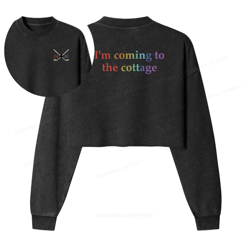 Pagewings I'm Coming To The Cottage Washed Crop Sweatshirt
