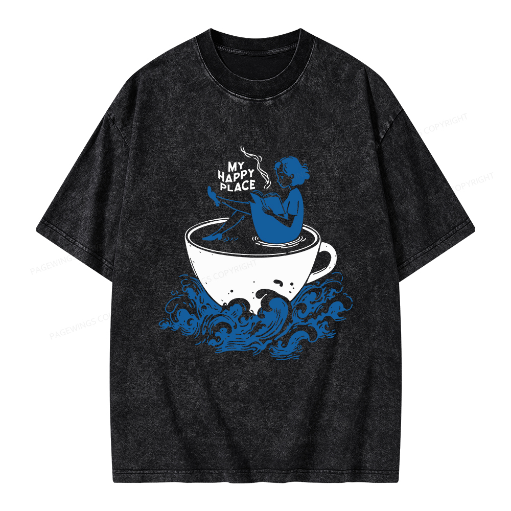 Pagewings My Happy Place Unisex Washed T-shirt