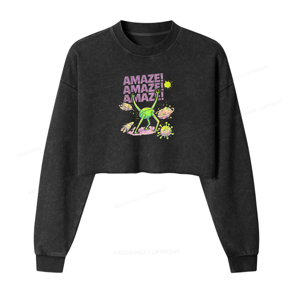 Pagewings Amaze Washed Crop Sweatshirt