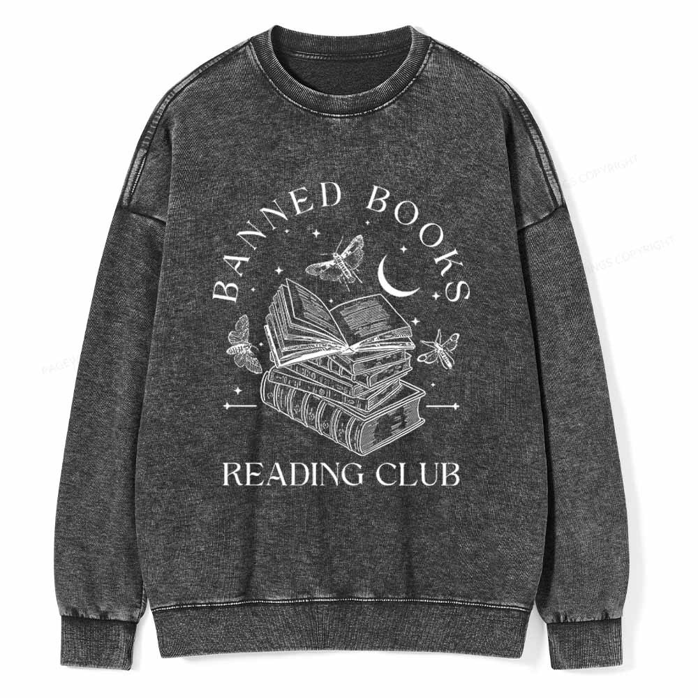 Pagewings Banned Book Reading Club Shirt Unisex Washed Sweatshirt