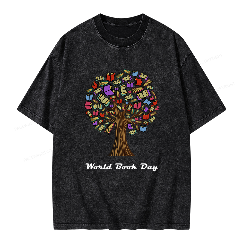 Pagewings World Book Day Tree Unisex Washed T-shirt