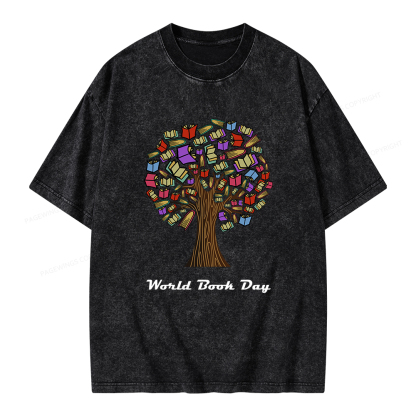 Pagewings World Book Day Tree Unisex Washed T-shirt