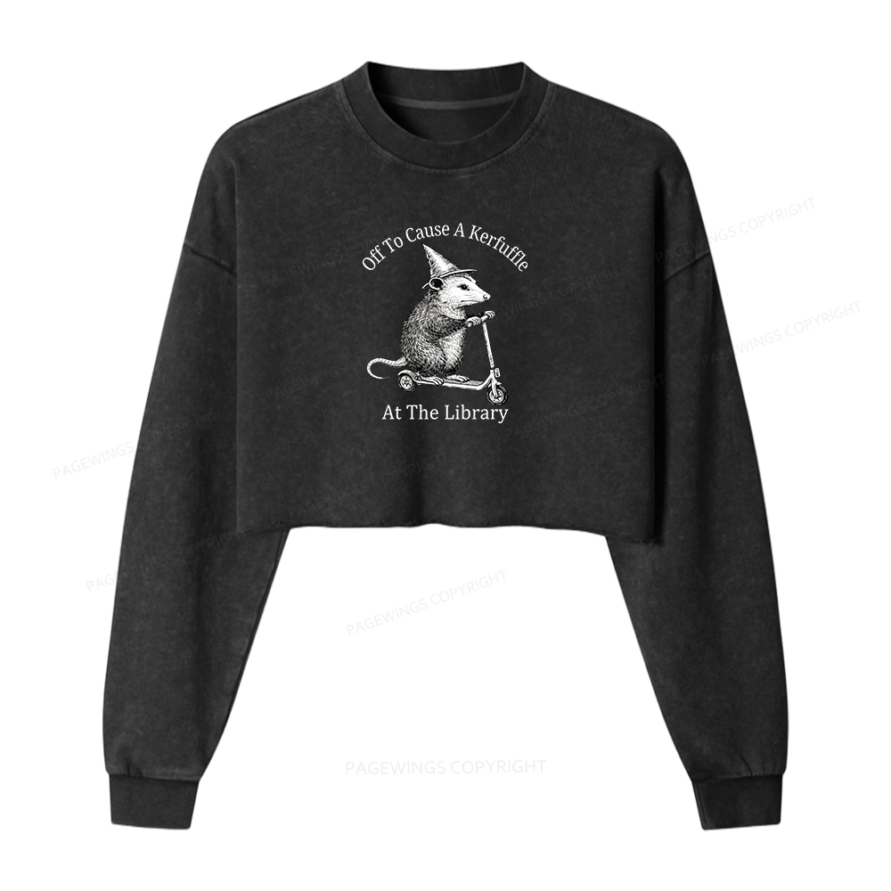 Pagewings Off To Cause A Kerfuffle At The Library Washed Crop Sweatshirt