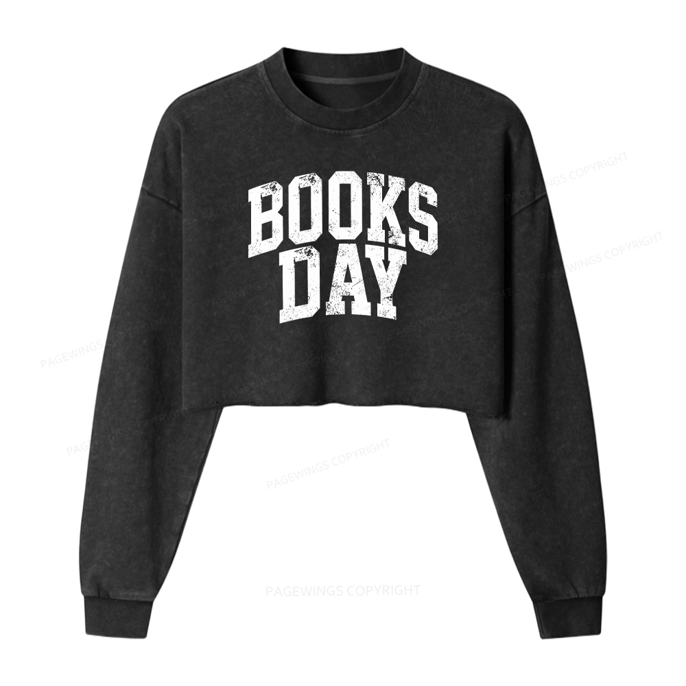 Pagewings Books Day Washed Crop Sweatshirt