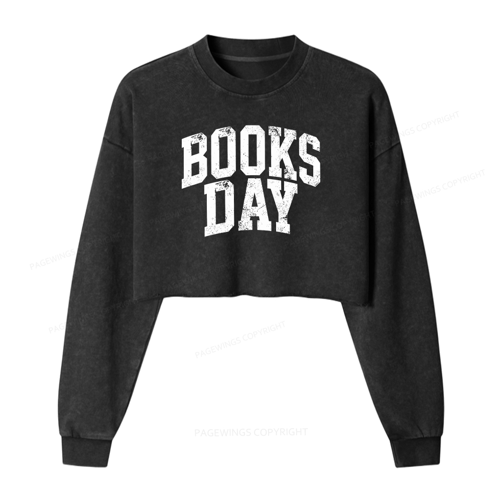 Pagewings Books Day Washed Crop Sweatshirt