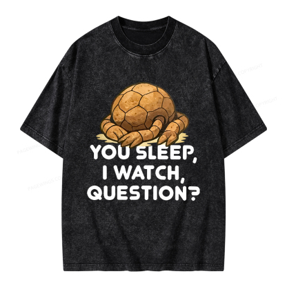 Pagewings You Sleep I Watch Question Unisex Washed T-shirt