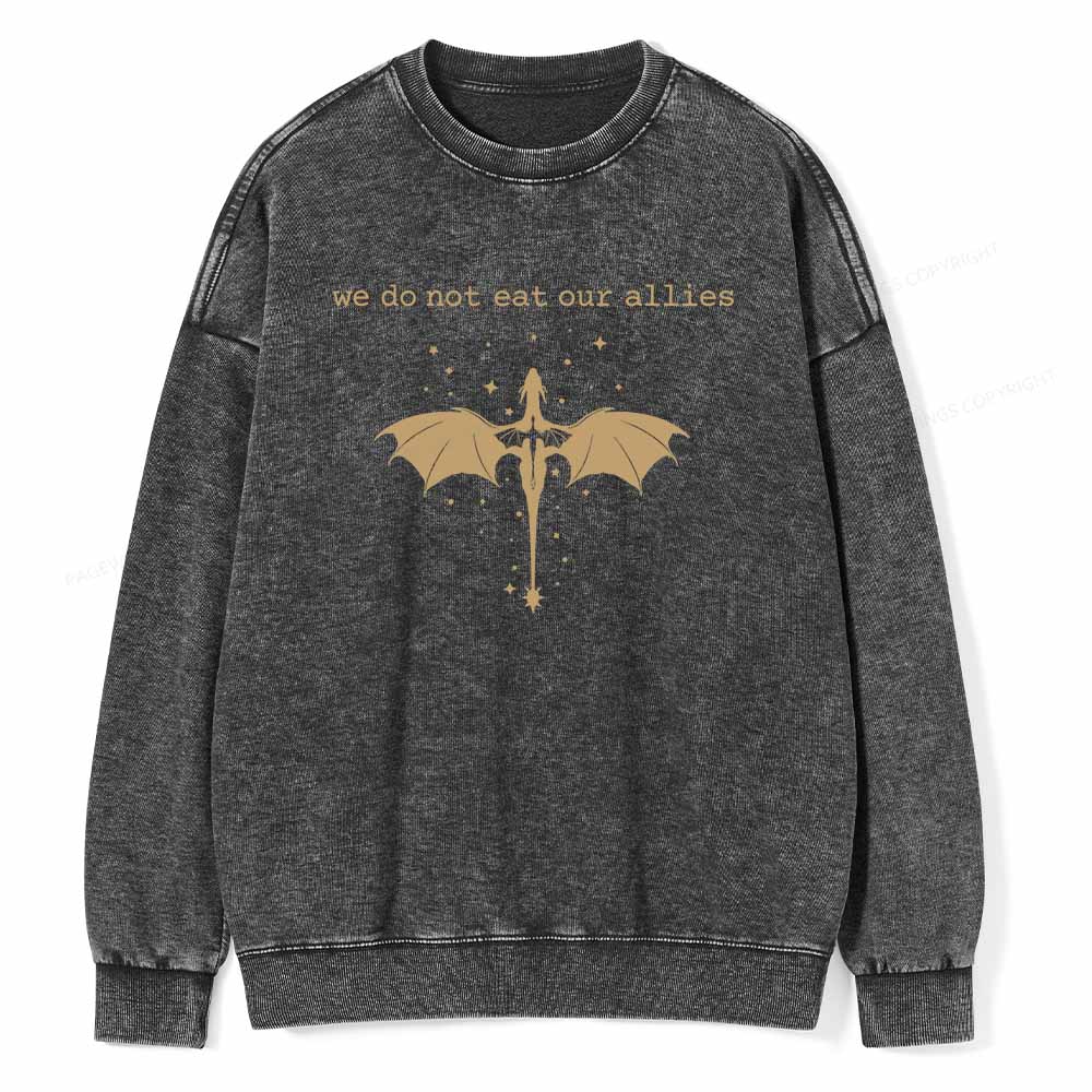 Pagewings We Do Not Eat Our Allies Unisex Washed Sweatshirt
