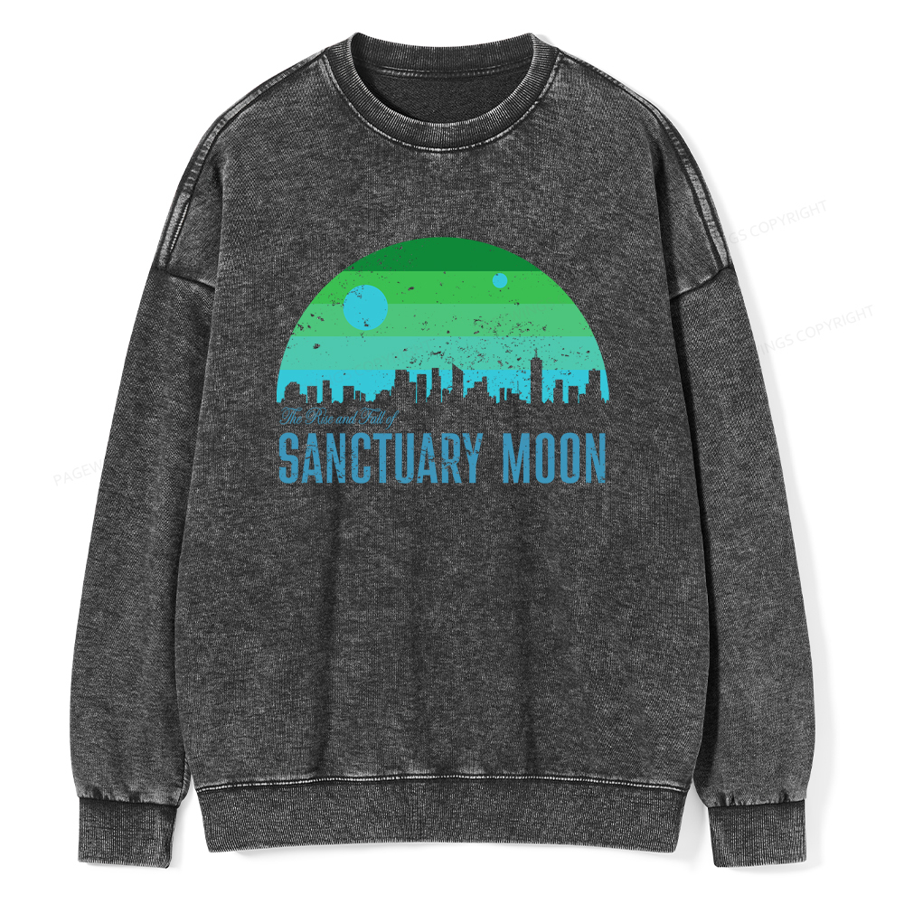 Pagewings The Rise and Fall of Sanctuary Moon Unisex Washed Sweatshirt