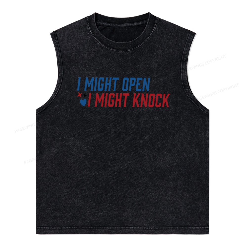Pagewings I Might Knock Unisex Washed Tank Top