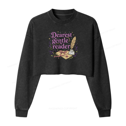 Pagewings Dearest Gentle Reader Washed Crop Sweatshirt