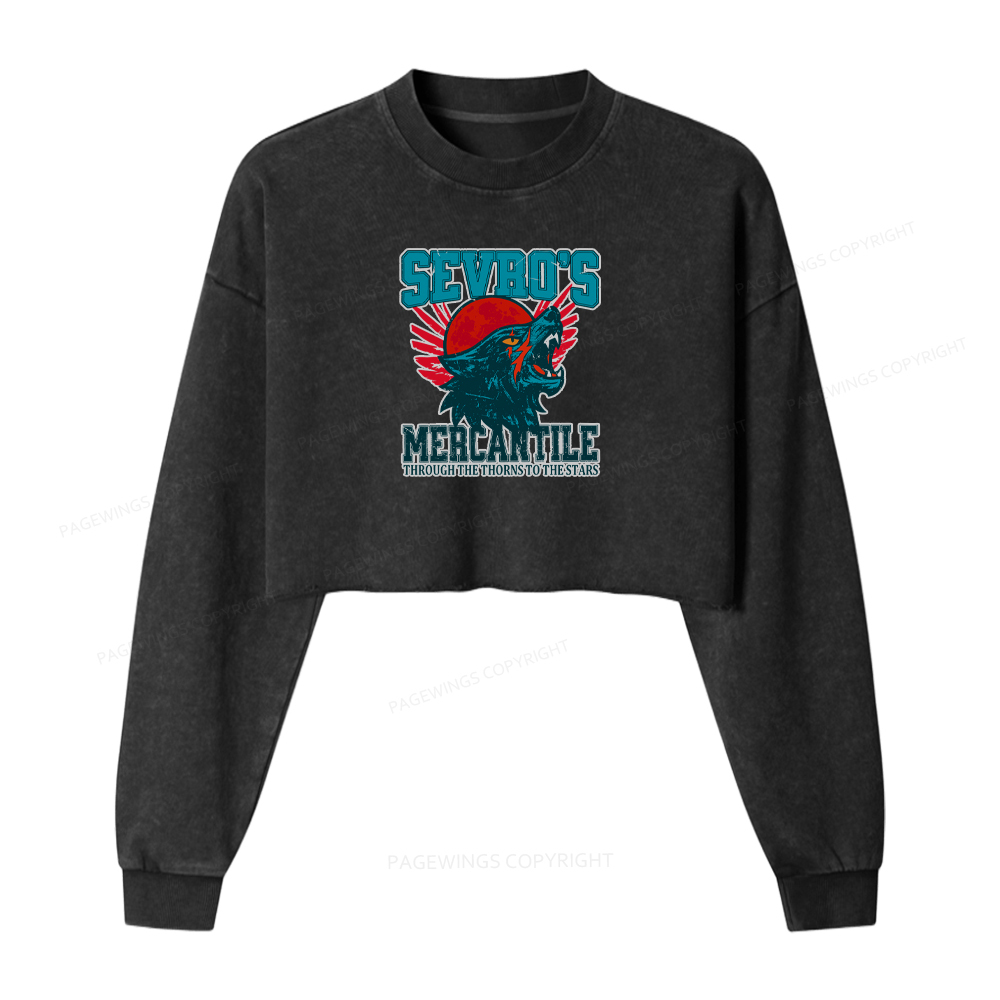 Pagewings Through The Thorns To The Stars Washed Crop Sweatshirt
