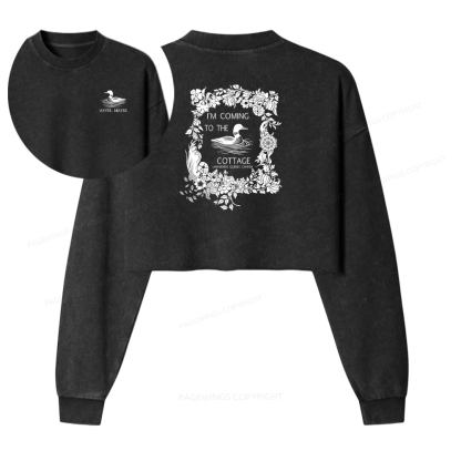 Pagewings I'm Coming To The Cottage Washed Crop Sweatshirt