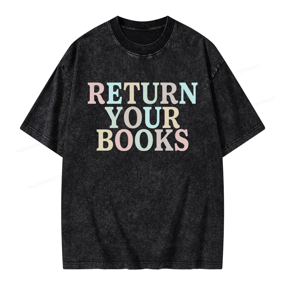 Pagewings Return Your Books Library Unisex Washed T-shirt