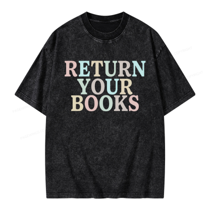 Pagewings Return Your Books Library Unisex Washed T-shirt