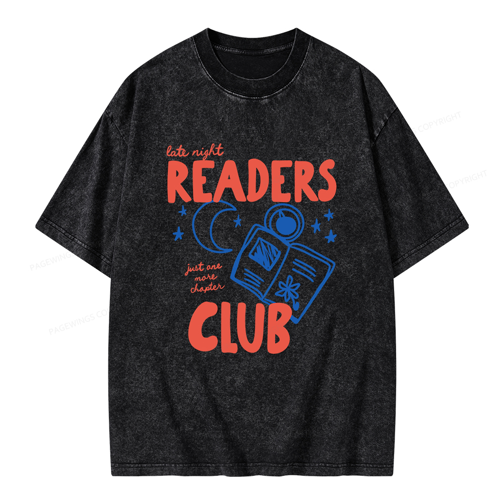 Pagewings Late Night Readers Club Unisex Washed T-shirt