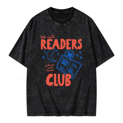 Pagewings Late Night Readers Club Unisex Washed T-shirt