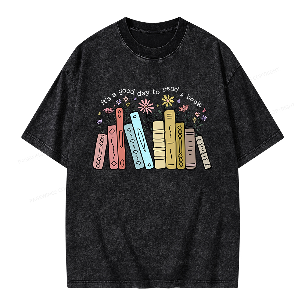 Pagewings It's A Good Day To Read A Book Unisex Washed T-shirt