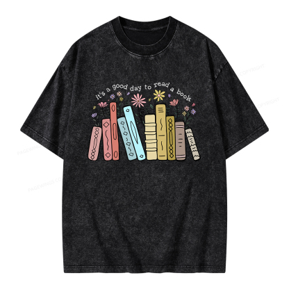 Pagewings It's A Good Day To Read A Book Unisex Washed T-shirt