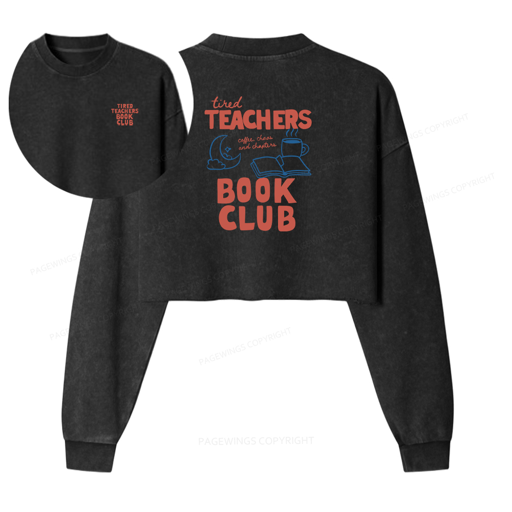 Pagewings Teachers Book Club Washed Crop Sweatshirt