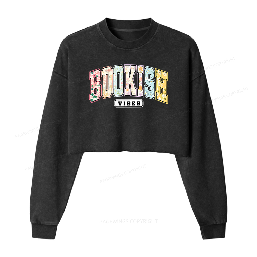 Pagewings Bookish Washed Crop Sweatshirt