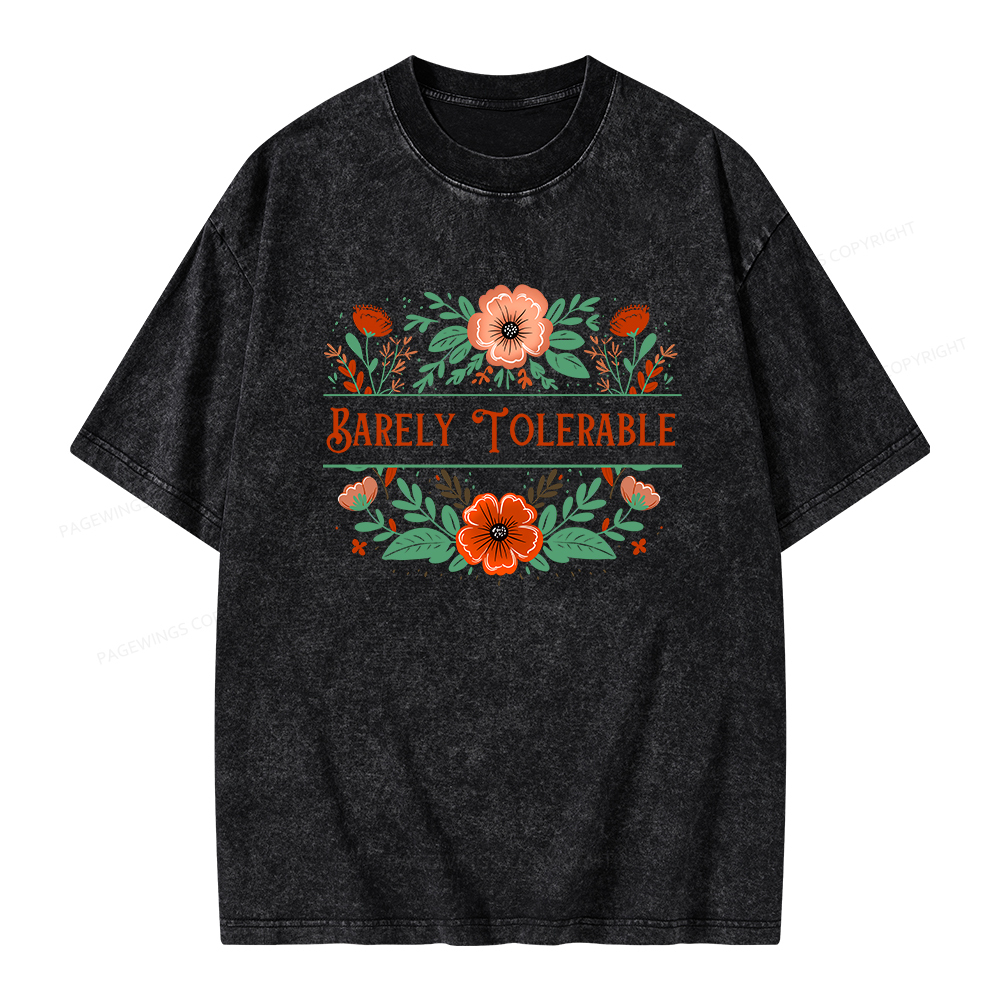 Pagewings Barely Tolerable Book Lover Bookish Unisex Washed T-shirt-Pagewings sale