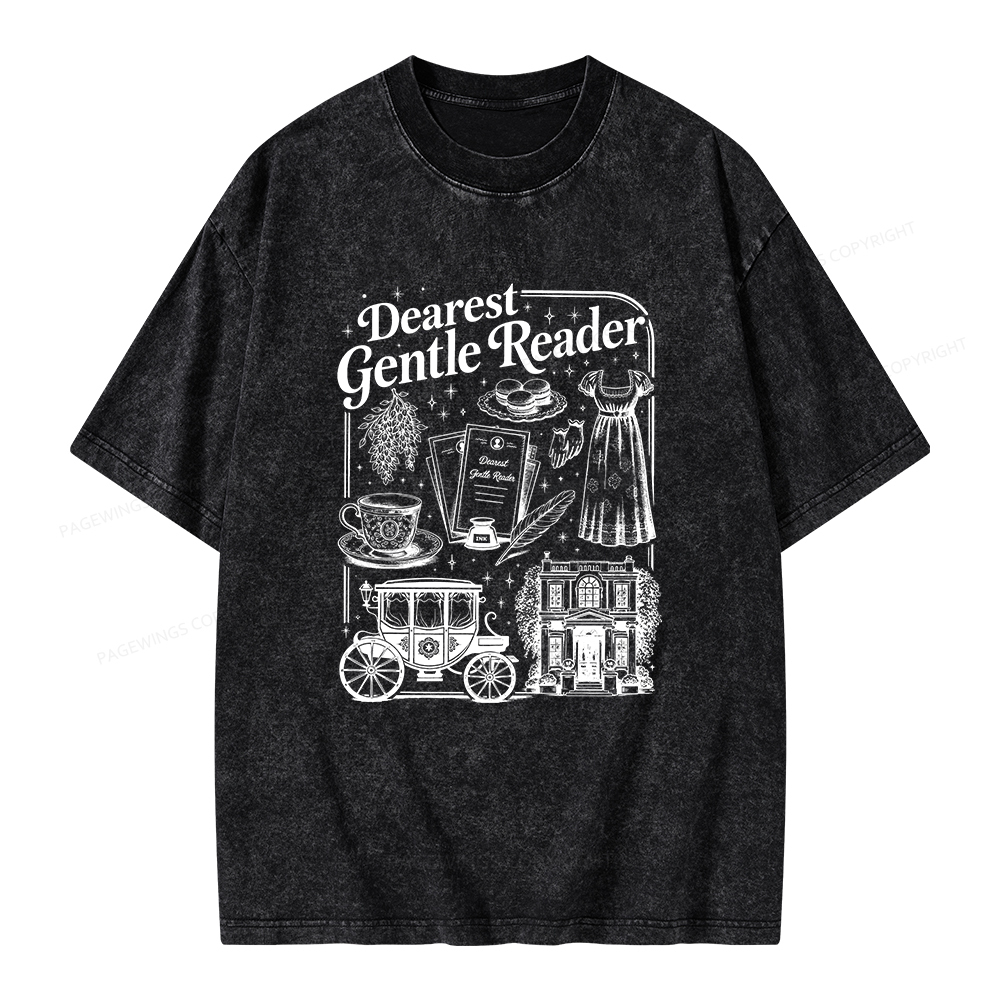 Pagewings Dearest Gentle Reader Unisex Washed T-shirt