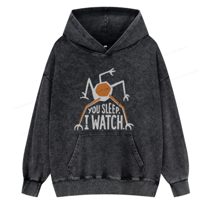 Pagewings You Sleep I Watch Unisex Washed Hoodie