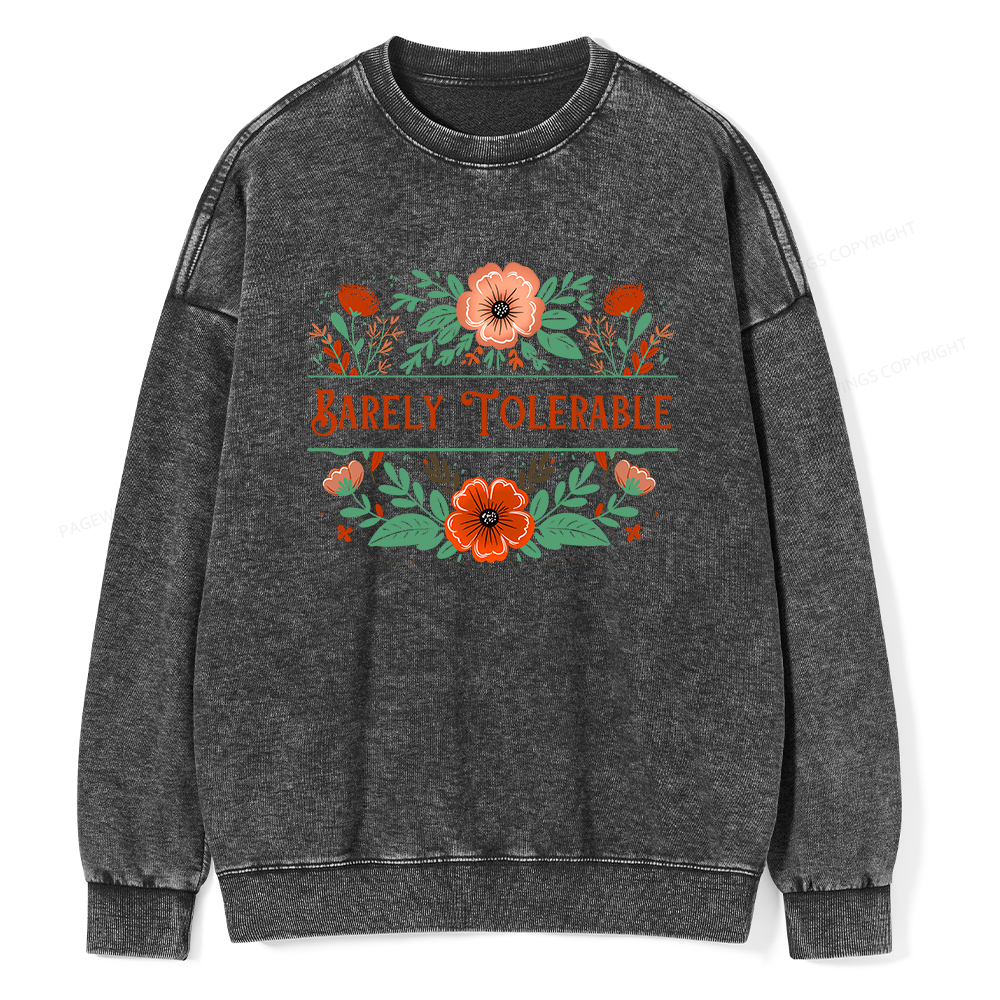 Pagewings  Barely Tolerable Book Lover Bookish Unisex Washed Sweatshirt