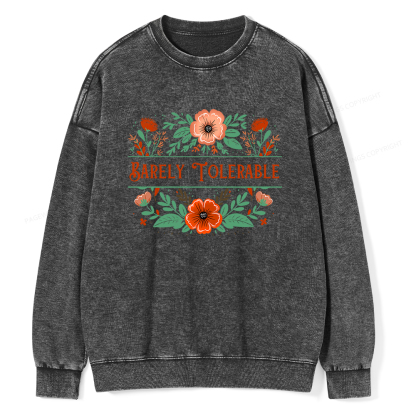 Pagewings  Barely Tolerable Book Lover Bookish Unisex Washed Sweatshirt