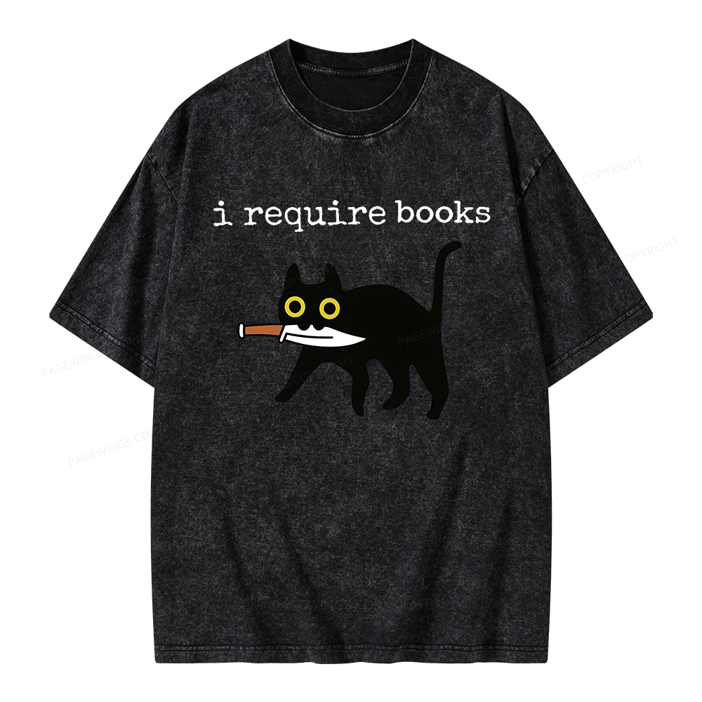 Pagewings I Require Books Unisex Washed T-shirt