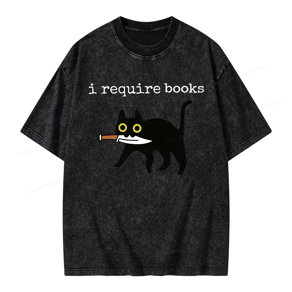 Pagewings I Require Books Unisex Washed T-shirt
