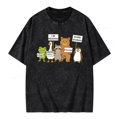 Pagewings Libraries For All Unisex Washed T-shirt