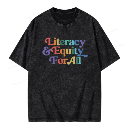 Pagewings Literacy & Equity For All Unisex Washed T-shirt