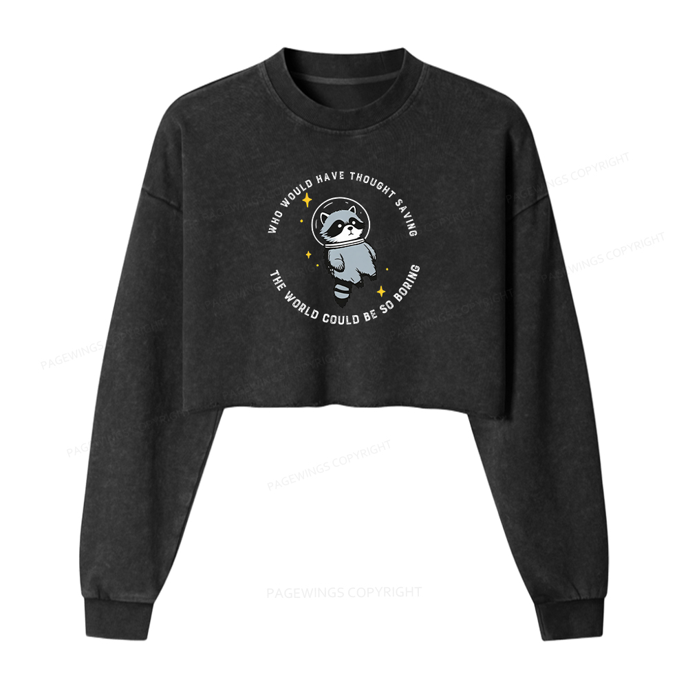 Pagewings Sci-Fi Book Lover Washed Crop Sweatshirt
