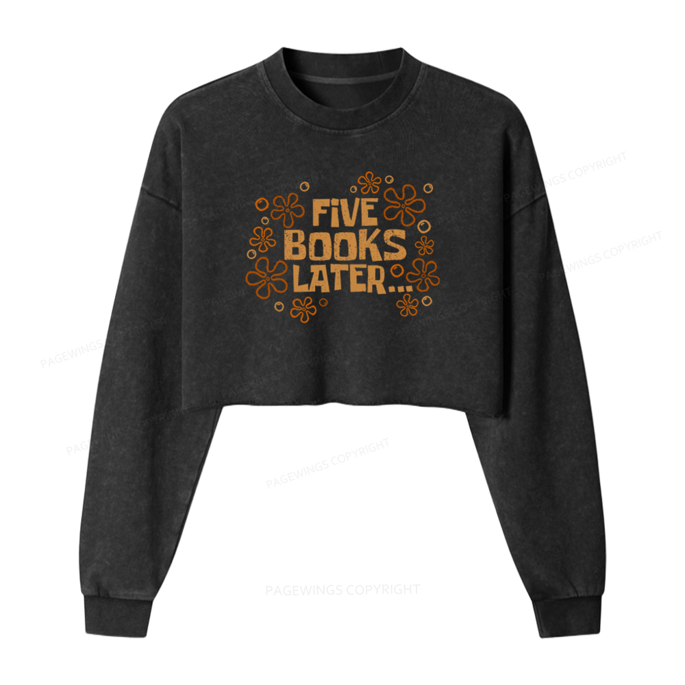 Pagewings Five Books Later Washed Crop Sweatshirt