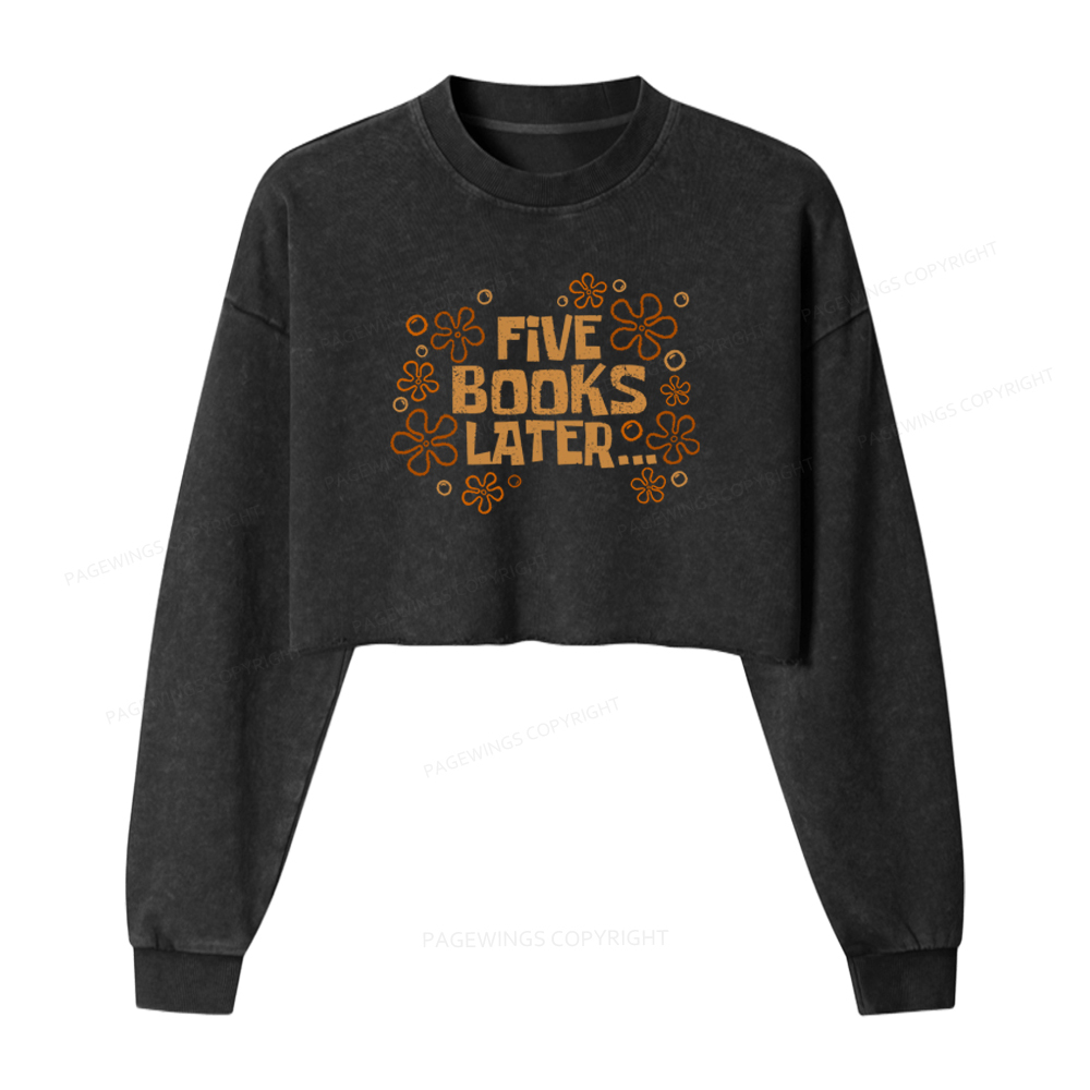 Pagewings Five Books Later Washed Crop Sweatshirt