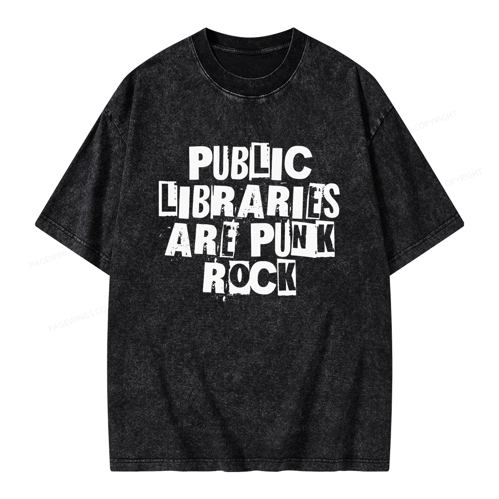 Pagewings Public Libraries Are Punk Rock Unisex Washed T-shirt
