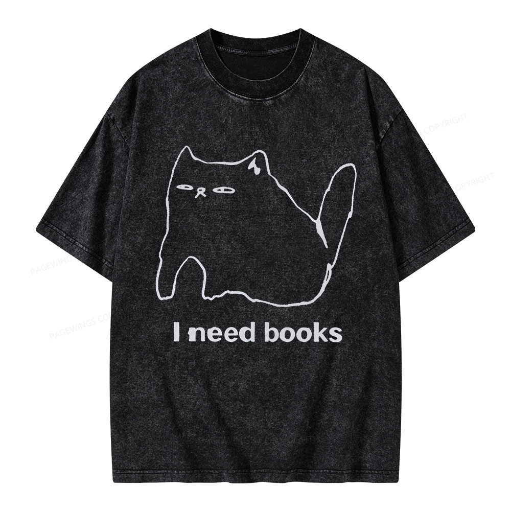 Pagewings I Need Books Unisex Washed T-shirt