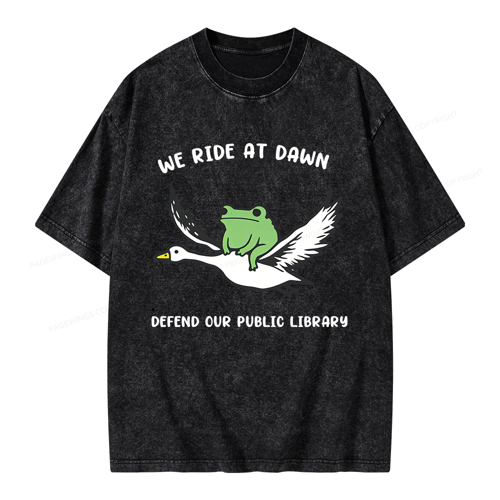 Pagewings We Ride at Dawn Unisex Washed T-shirt