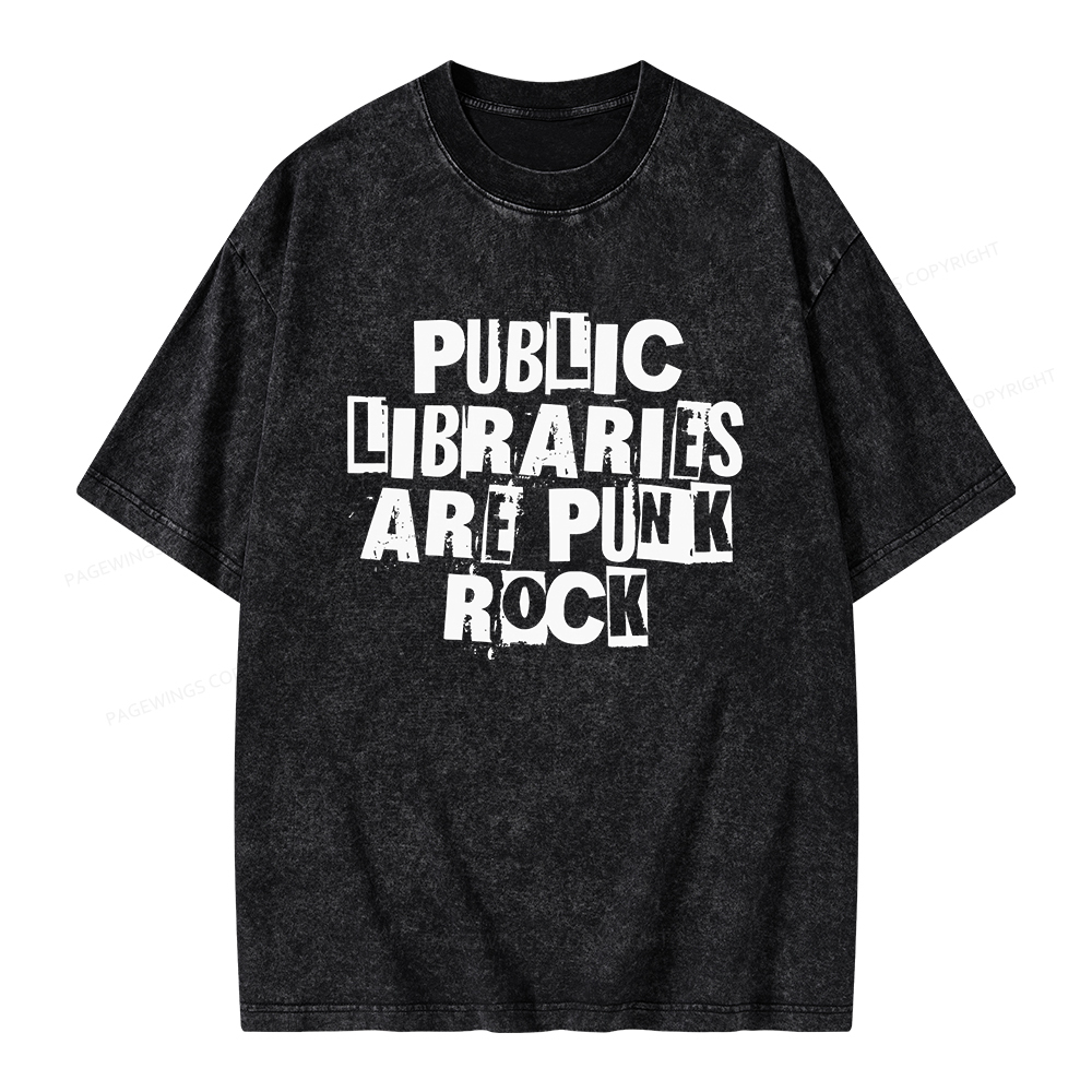 Pagewings Public Libraries Are Punk Rock Unisex Washed T-shirt