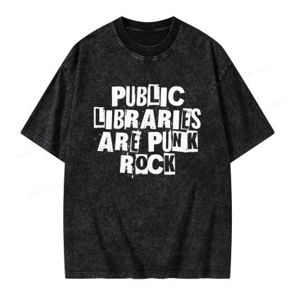 Pagewings Public Libraries Are Punk Rock Unisex Washed T-shirt