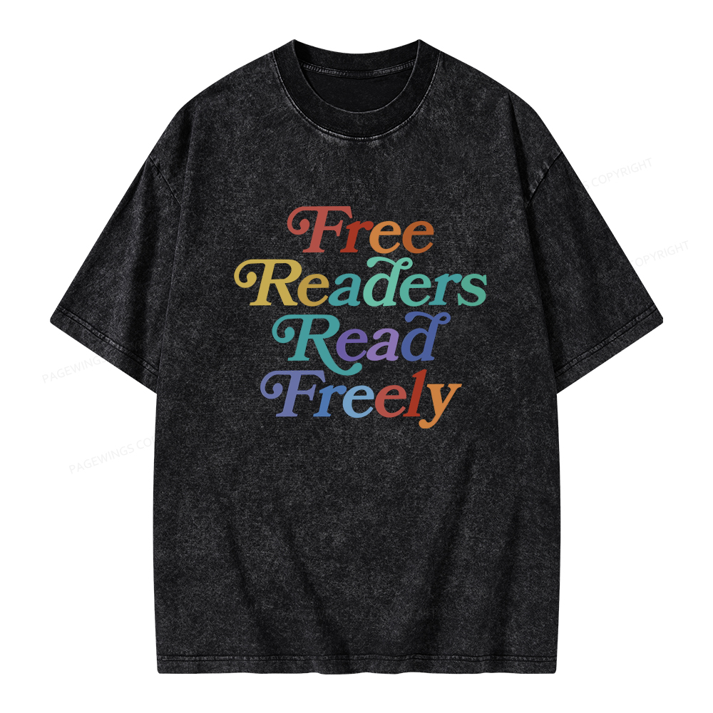 Pagewings Free Readers Read Freely Unisex Washed T-shirt